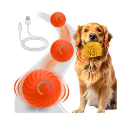 Interactive Dog Toys Ball, Self Rolling Dog Ball with Cover Anti-Chewer for Small/Medium/Large Puppy Pet Toys, Active Rolling Ball for Dogs Enrichment, Motion Activated Toys That Move its Own Orange