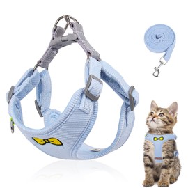 Cat Lead Set for Cats, Polyester Adjustable Cat Harness with Lead, Cat Harness Lead Set, Harness for Cats, Escape Proof for Kittens, Dogs (Blue, M)