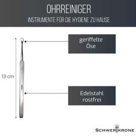 Schwertkrone Stainless Steel Ear Cleaner, Ear Wax Removal, Includes Storage Bag