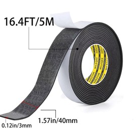 MILEQEE Single-Sided Adhesive Foam Tape EVA Black, Multipurpose Sponge Sealing Strip Window Door Insulation Table Edge Protector Wall Bumper Guards, 1.57in x 16.4FT
