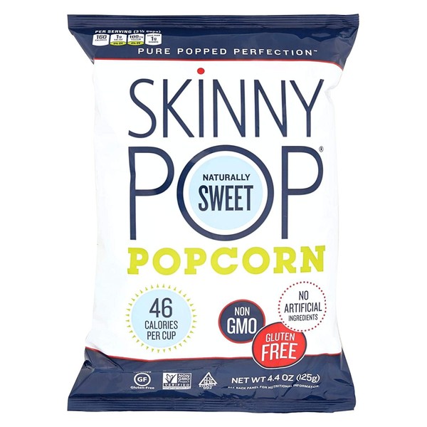 Skinny Pop Naturally Sweet Popcorn, 4.4 Ounce, Pack of 12