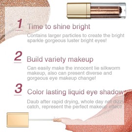 Metallic Liquid Glitter Eyeshadow & Waterproof Eyeliner Pen - Long-Lasting, Matte Shimmer, Highly Pigmented, Sparkly, & Easy to Blend - Mocha Gold Glow