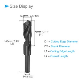 CoCud Reduced Shank Twist Drill Bit 19.5 mm Cut Edge 1/2 Inch Shank Nitride Coated High-Speed Steel 9341 Rotation Drill Bits - (Applications: for Stainless Steel Metal Wood)