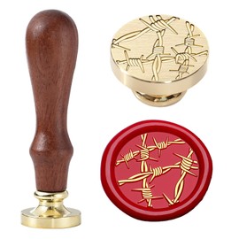 Darkness Wax Seal Stamp - Round Brass Prop, 0.98 Inch/25mm Removable Barbed Wire for Envelopes, Letters, and Documents