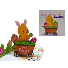 3d Easter Pop Up Card, Easter Chicken on a Cart Spring Card, Cute, Funny, Religious Pop Up Card, Happy Easter Card For Kids, Son, Daughter, Boy, Girl, Grandson, O22