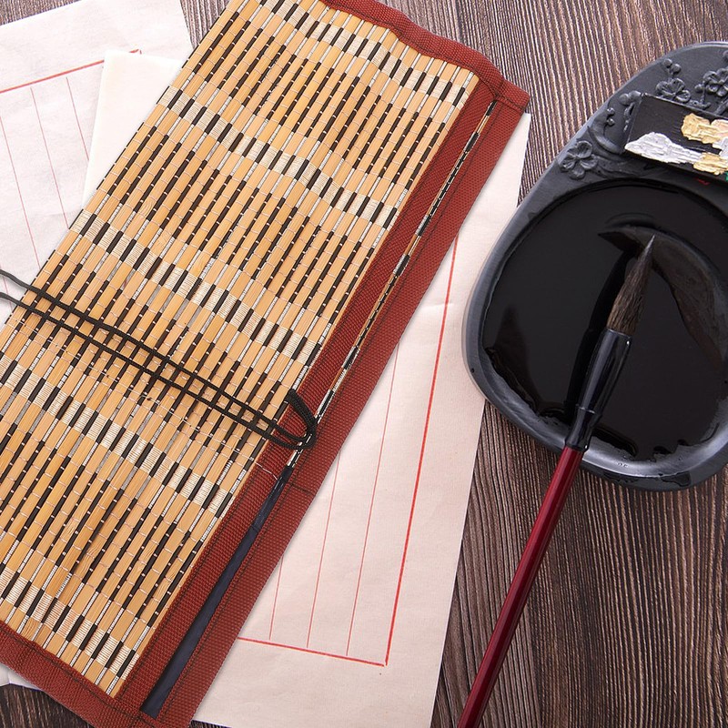 NUOBESTY Roll-up Bamboo Brush Holder Portable Calligraphy Pen Storage Organizer