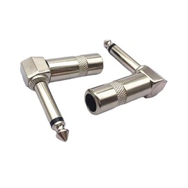 Alnicov Audio 1/4 Inch Angled Plug 6.35 mm 90 Degree TS Mono Solder Socket Plug for Speaker Guitar Pack of 6