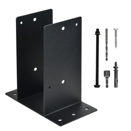 Heavy Duty Steel Post Base, 6''x6'' (Internal 5.5"x5.5"), Concrete Post Bracket for Deck Railings, Fences, Mailboxes, Booths, Patio Decks ( Black - Set 1)