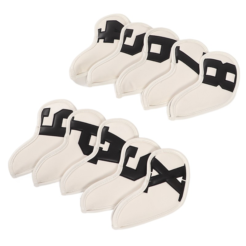 10pcs set PU Waterproof Golf Club Iron Cover Fine Sewing