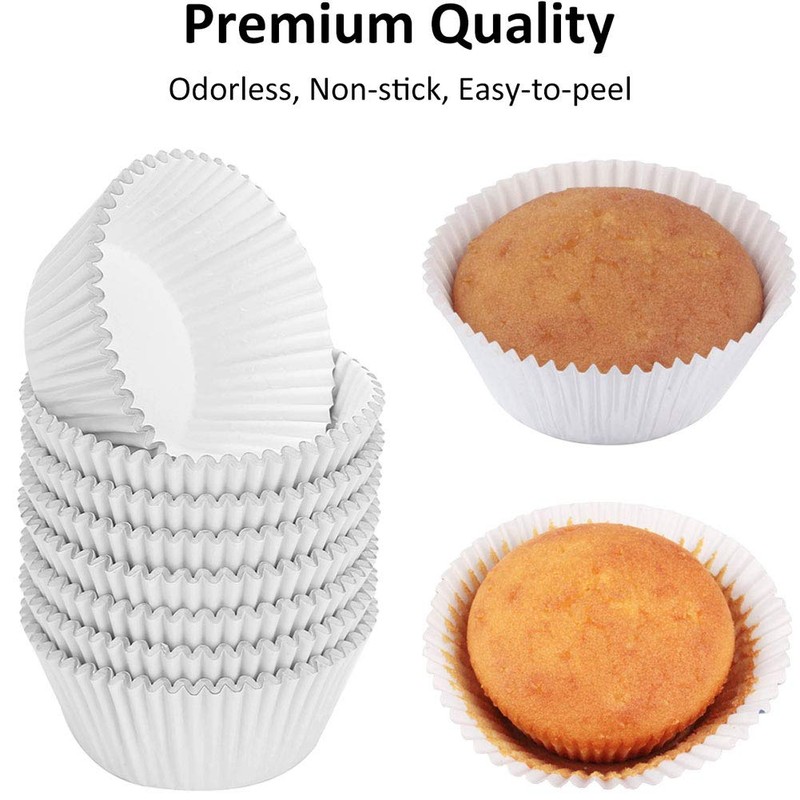 Caperci White Foil Cupcake Liners Standard Muffin Wrappers 150-Pack -