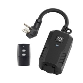 BN-LINK Outdoor Remote Control Outlet Plug Black,Indoor Wireless Outlet Switch Weatherproof Heavy Duty 15A 3-Prong 6-inch Cord 100Ft Range (Battery Included)