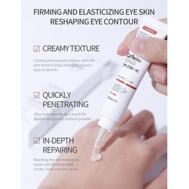 Caffeine Eye Cream, Anti-Wrinkle and Anti-Aging, Brightening and Moisturizing Eye Cream with Vitamin E, Reduces Dark Circles, Bags and Puffiness, Korean Skin for All