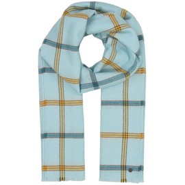 FRAAS Stole with Checked Pattern - 85 x 220 cm - Lightweight Wool Scarf - Made in Germany - Sustainability Edition, Powder Mint