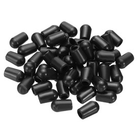 PATIKIL Kitchen Sink Rack Feet, 50 Pack 4mm ID x 7.5mm OD Plastic Sink Protective Replacement Feet Wire Bumpers Protector for Sink Rack Grid, Black