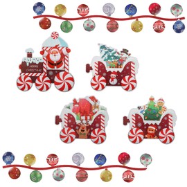62 Pieces Christmas Car Refrigerator Decorations Cruise Door Xmas Ball Funny Santa Train Reflective Magnets Decor for Fridge Refrigerator Home School Ornament