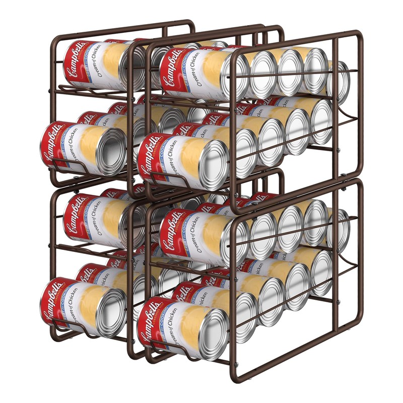 MOOACE 4 Pack Can Dispenser Rack, Stackable Can Storage Organizer