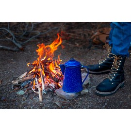 GSI Outdoors Enamel Coffee Pot to Store Hot Coffee, Tea for Camping & Farmhouse - 6 Cup