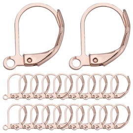SUNNYCLUE 1 Box 60Pcs Leverback Earring Findings Rose Gold Stainless Steel Earring Hooks Lever Back Ear Wires Leverbacks French Earring Hooks Hypoallergenic Dangle Earwire for Jewelry Making Supplies