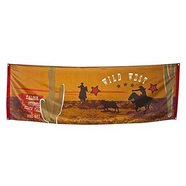 Boland 54310 - Striscione Wild West, 1 pezzo, dimensioni 220 x 74 cm, saloon, selvaggio West, cowboy, indiani, decorazione da parete, decorazione, festa a tema, compleanno, carnevale, ghirlanda