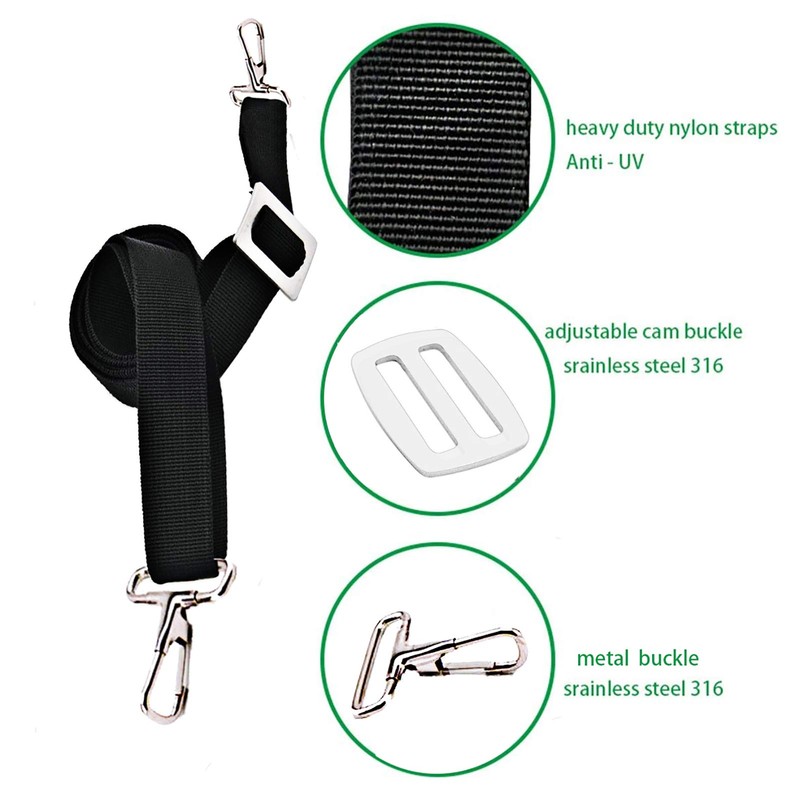 PERCARE 2 Pcs Adjustable Bimini Top Straps Black, Marine Tension