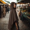 lckellong Medieval Hooded Cowl, Post Apocalyptic Shawl, Renaissance Hooded Shawl