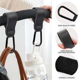 2X Pram Hook Clips – Heavy Duty Buggy Hooks for Bags, Universal Stroller Clips, Pushchair Accessories for Shopping & Changing Bags (Grey)