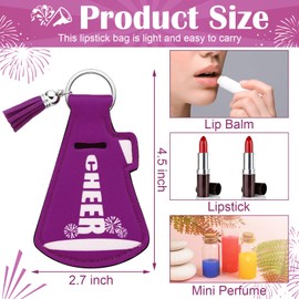 Swiffen 20 Pcs Cheerleading Gifts Natural Bulk Lip Balm Holder with Tassel Hangable Keychain Set for Team Cheer Gifts(Purple)