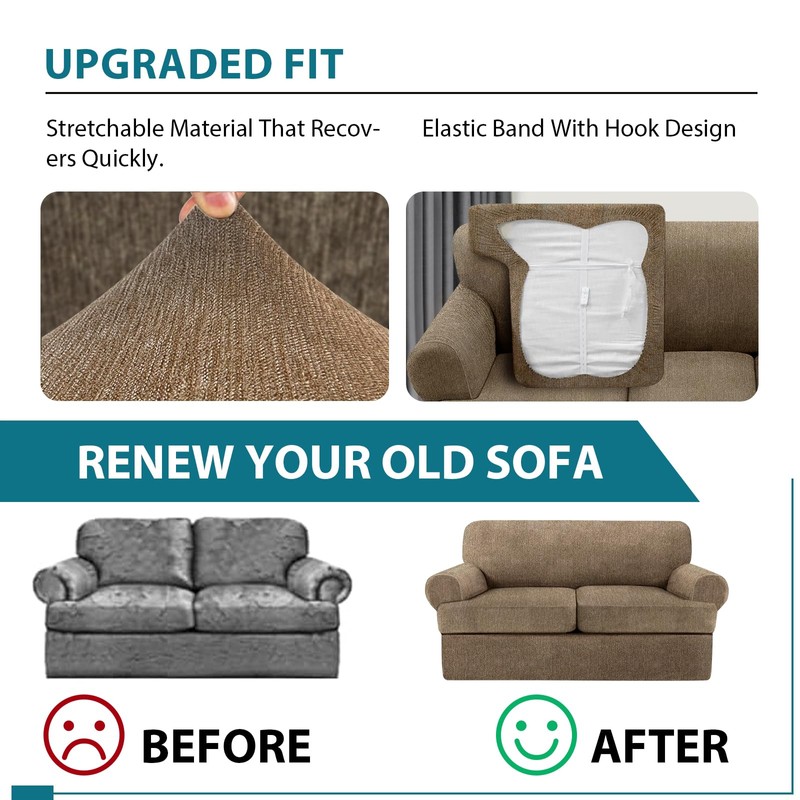 Jcones T Cushion Loveseat Slipcover 3 Pieces Sofa Covers for