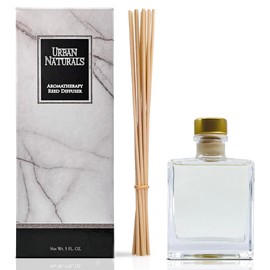 Urban Naturals Lemon Verbena Reed Diffuser Set with Reed Sticks – Tart Citrus with Bergamot & Greens – Sleek Rectangular Refillable Glass Bottle – Made in The USA