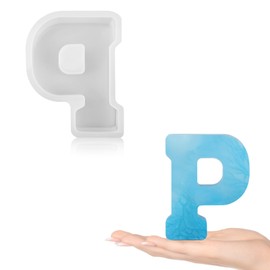 Gartful - Moldes de resina para fundición, moldes de silicona de resina del alfabeto P Capital para epoxi, moldes de letras de silicona 3D gruesos para hacer letras, arte de signos de palabra