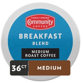 Community Coffee Breakfast Blend 36 Count Coffee Pods, Medium Roast, Compatible with Keurig 2.0 K-cup Brewers, 12 Count (Pack of 3)