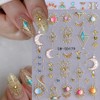 Sun Moon Nail Stickers for Nail Art, 5D Embossed Bohemian