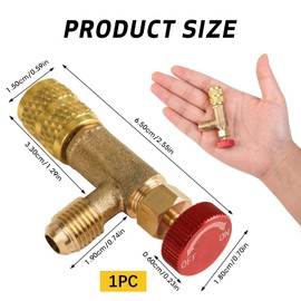 Brass Air Conditioning Safety Valve, 1/4 Inch, 5/16 Inch Air Conditioners - Effectively Prevents Coolant Loss - Connection Adapter for Air Conditioning Flow Control
