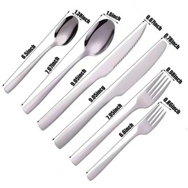 48-Piece Silverware Set, Stainless Steel Flatware Set for 8 - Service for 8 Includes Knives, Forks, Spoons & Teaspoons, Mirror Polished, Dishwasher Safe