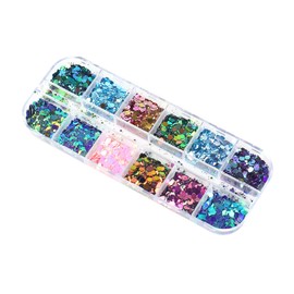 WOONEKY Elegant Chameleon Glitter Nail Art Powder of Shiny Nail Powders Decorative Manicure Ideal for Women