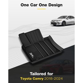 3W Floor Mats & Cargo Liner Fit Toyota Camry 2018-2024 FWD (Not for Hybrid or AWD), TPE All Weather Custom Fit Floor Liner, 1st and 2nd Row and Trunk Mat(HP), Black