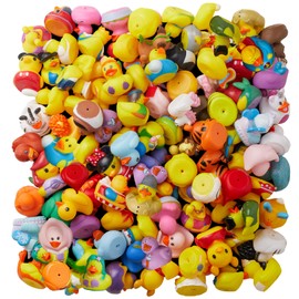 ValenLyra 200 Pack Rubber Duck for Jeeps Ducking - 2" Bulk Floater Duck for Kids - Baby Bath Toy Assortment - Party Favors, Birthdays, Bath Time, and More (100 Varieties)