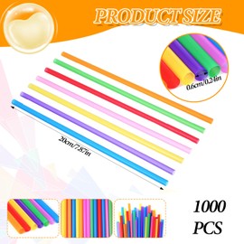 1000 Pcs Colorful Disposable Drinking Plastic Straws Bulk, Long Straight Straws 0.24'' Diameter and 7.87" Long Plastic Longer Disposable Drinking Straw (Multicolor)