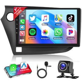 Podofo Car Stereo for Honda Insight 2009 2010 2011 20121 2013 2014 with Wireless Apple Carplay & Android Auto,9 Inch Touchscreen with Bluetooth/GPS/WiFi/FM&RDS/EQ/DSP+AHD Backup Camera+MIC