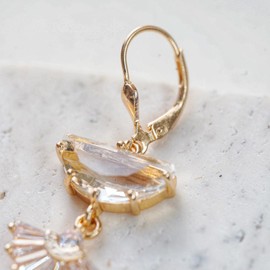 Art Deco Leverback Dangle Drop Earrings - 14k Gold 1920s Classic Elegant Vintage Flapper Gatsby Pearl Chandelier Design for Bridal,Wedding,Prom,Formal Wear, Sterling Silver, Pearl