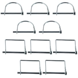 SHUATI 10Pcs Shaft Locking Pin, 2 Shapes Safety Coupler Pin, 1/4'' Diamete Square and Arch, Spring Buckle Pin, Wire Lock Pin for Farm Trailers, Lawn