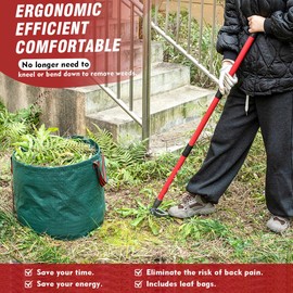 ZENHOSIT Stand Up Weed Puller Tool with 48" Long Metal Handle, 4-Claw Heavy-Duty Steel Head Weed Remove Tool for Lawn, Yard, Garden Without Bending or Kneeling