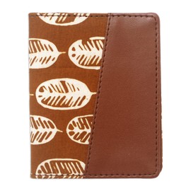 NOVICA Handmade Batik Cotton Faux Leather Card Wallet Redwood with Motifs Indonesia 'Redwood Jungle'