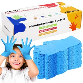 Disposable Nitrile Gloves for 4-10 Years Old, Latex and Powder Free, Suitable for Cooking, Gardening, Crafting, Painting, Cleaning (Pack of 100)