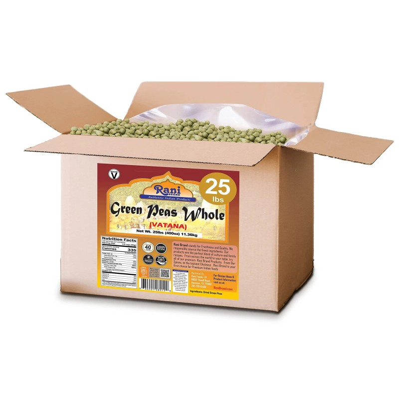 Rani Green Peas Whole, Dried Marrowfat Peas, Vatana, Matar)400oz (25lbs)