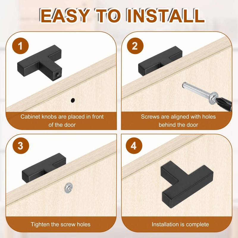 sourcing map 10 Pack Single Hole Cabinet Handles, 2"/50mm Square
