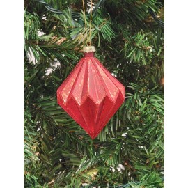 Wizardi Red Diamond-Shaped Glass Christmas Ornament F07M7-21-LH76-
