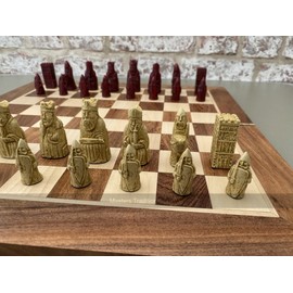 Mini Isle of Lewis Chess Set by Berkeley Chess with 2 inch King in Cream and Red