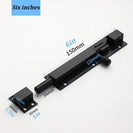 Heavy Duty Sliding Bolt Door Latch Hardware, 6-inch Solid 304 Stainless Steel Door Latch, Used for Wooden Fences, Courtyard Doors, barn Doors, shed Doors, and Barrel Bolt Locks (Black) Indoors