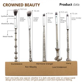 Wizard Wand Makeup Brush Set,Wizardry And Witchcraft Eyeshadow Brushes With Faux Leather Makeup Brush Cover (Treasure Map) Christmas Gift